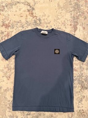 Stone Island Blue Short-Sleeve Logo Patch Tee